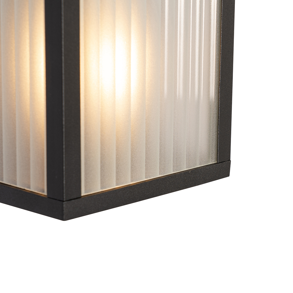 Lampada da parete smart per esterni nera con vetro a coste incl. 2 Wifi A60 - Charlois