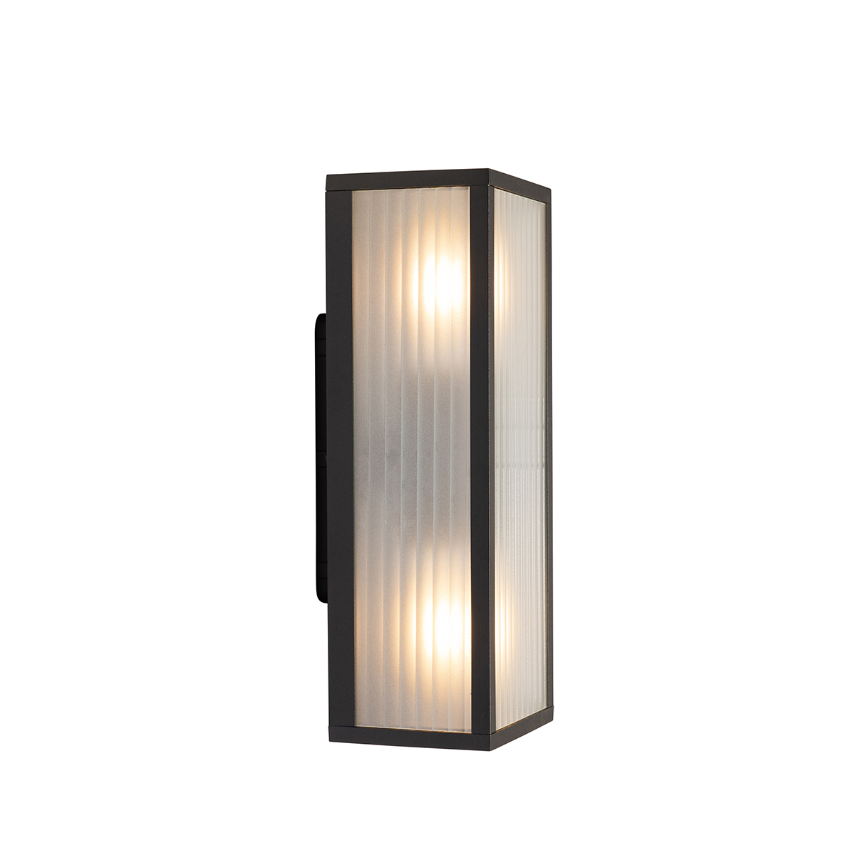 Lampada da parete smart per esterni nera con vetro a coste incl. 2 Wifi A60 - Charlois