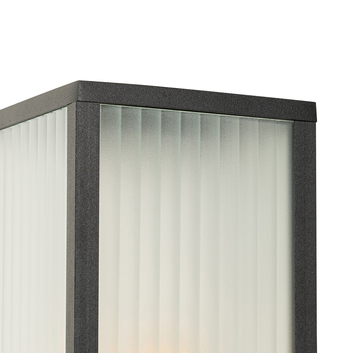Lámpara de pie inteligente para exterior negra con cristal acanalado de 80 cm con WiFi A60 - Charlois