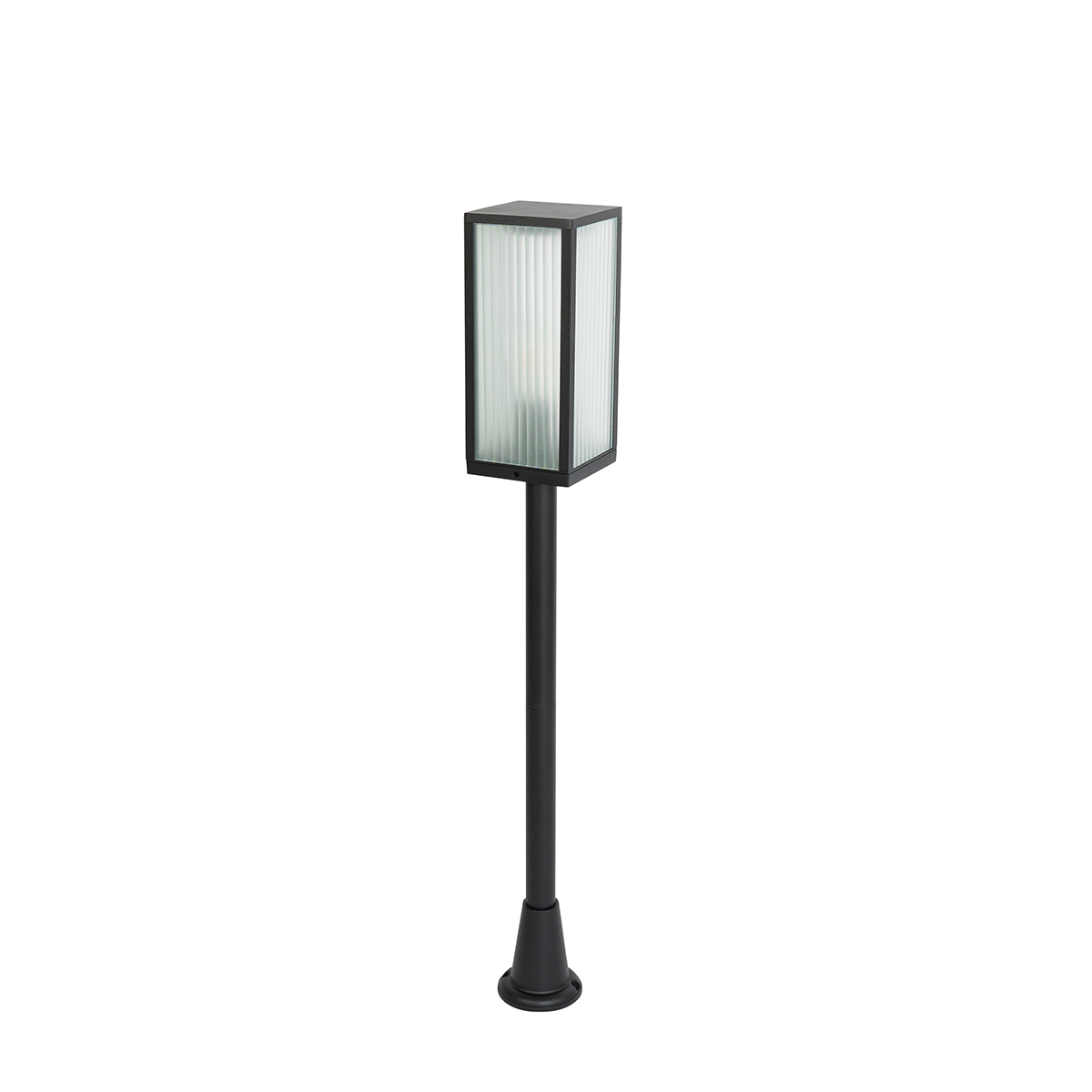 Outdoor Floor Lamp Black with Ribbed Glass 100 cm IP44 - Charlois Ribbed