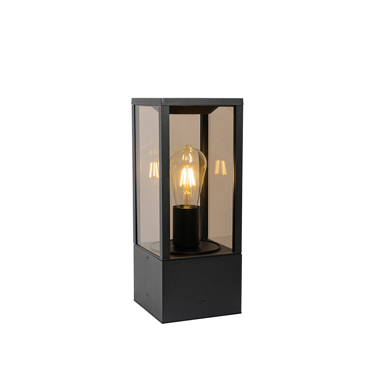 Lampada da terra da esterno nera con vetro fumé 40 cm IP44 - Charlois