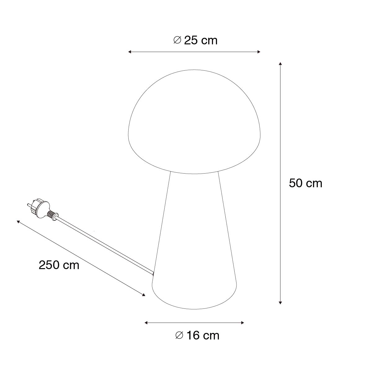Lámpara de pie de exterior negra 50 cm - Mushroom