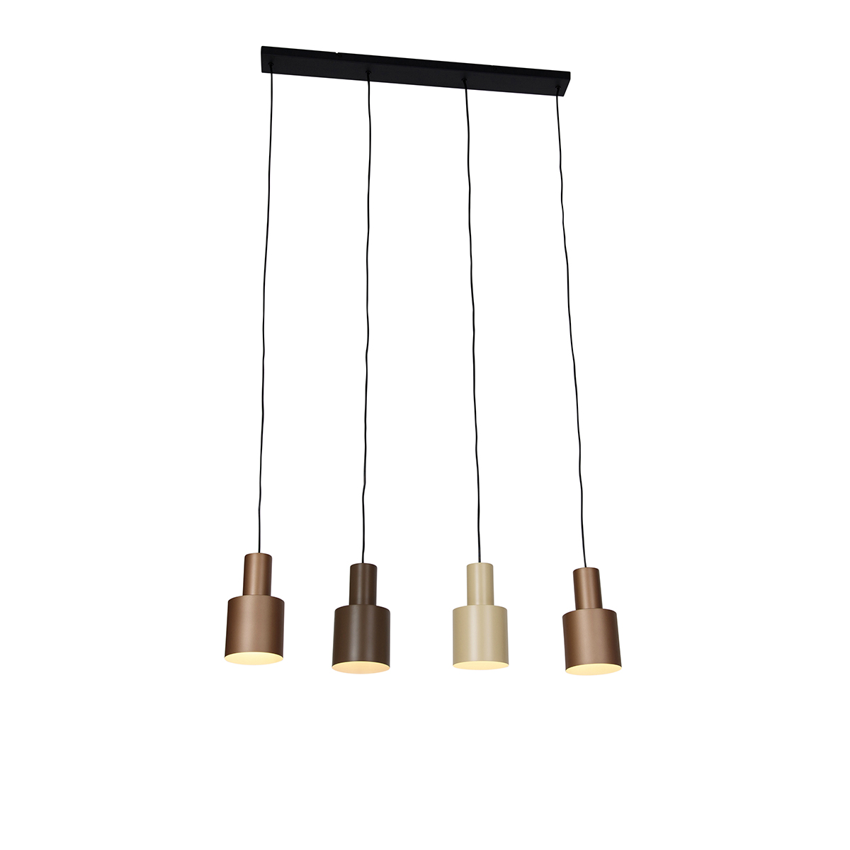 Hanging lamp bronze with taupe and beige 4-light - Ans
