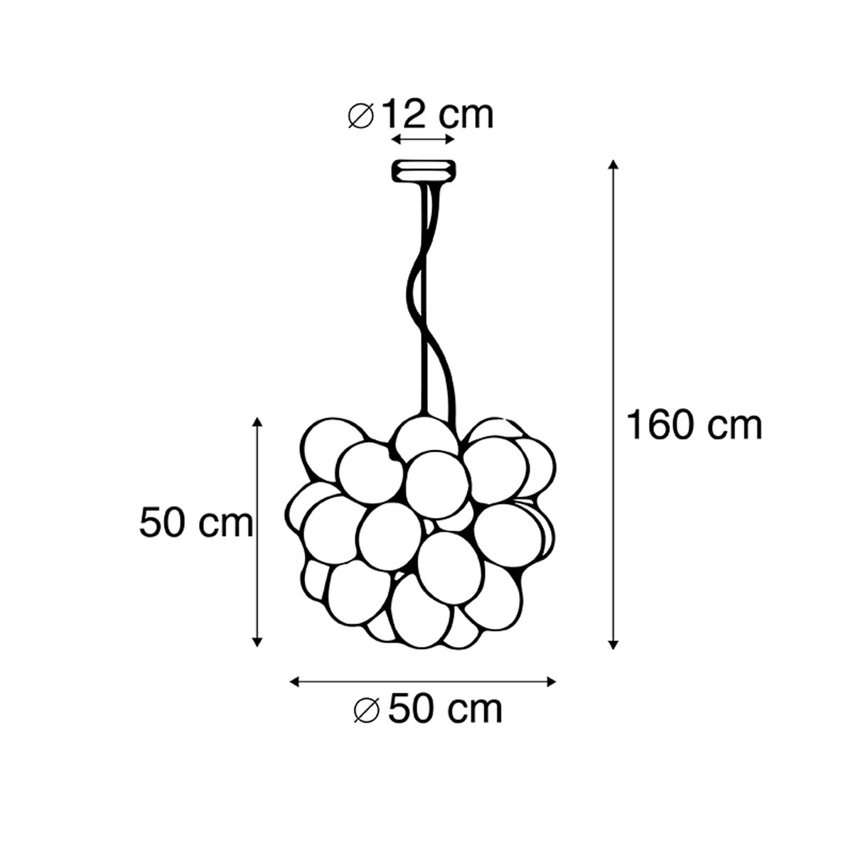 suspension art déco noire avec verre 8 lumières - uvas