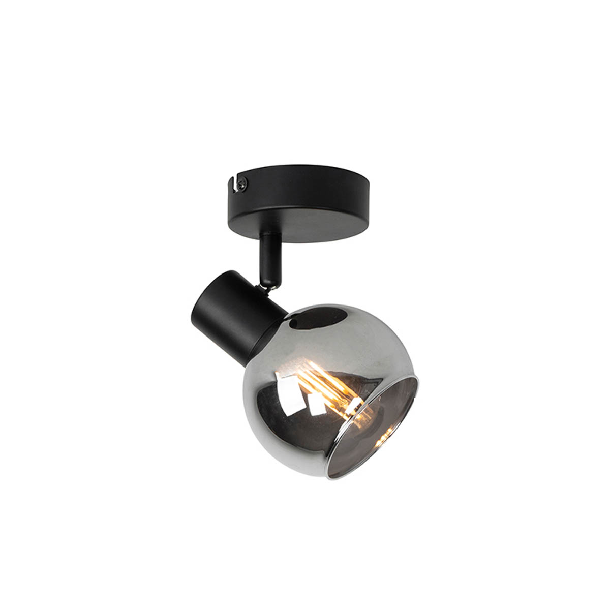 Inteligentné stropné bodové svetlo čierne s dymovým sklom vrátane Wifi P45 - Vidro