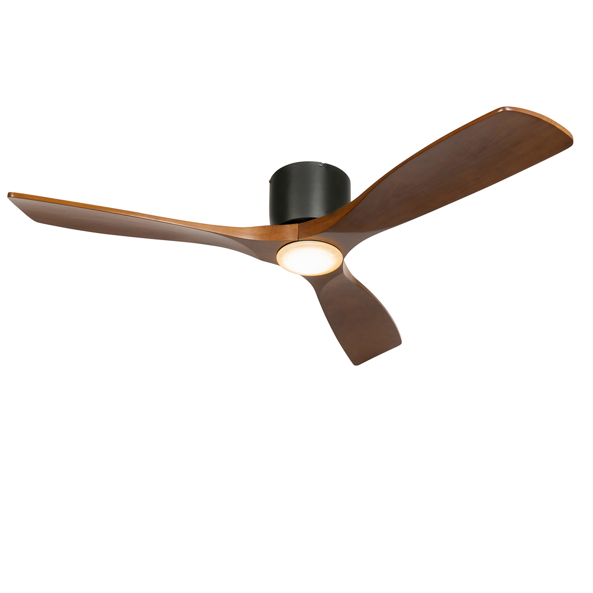 Stropný ventilátor čierny s drevom vrátane LED s diaľkovým ovládaním - Jerri