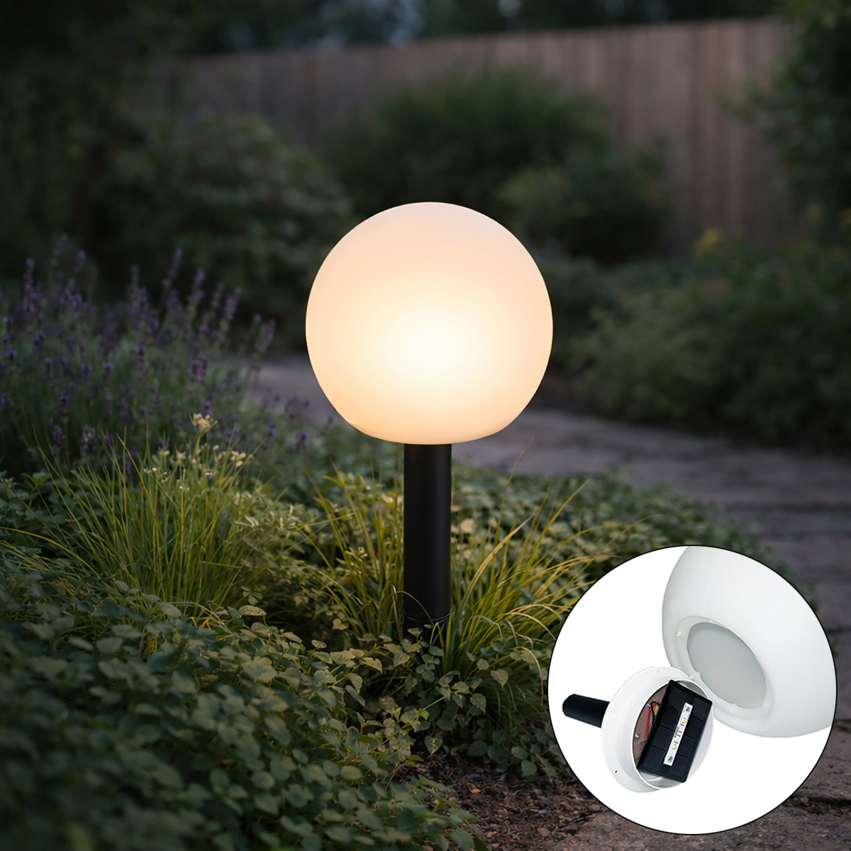 Lampă de exterior albă 20 cm inclusiv LED IP44 solar RGBW - Ludger