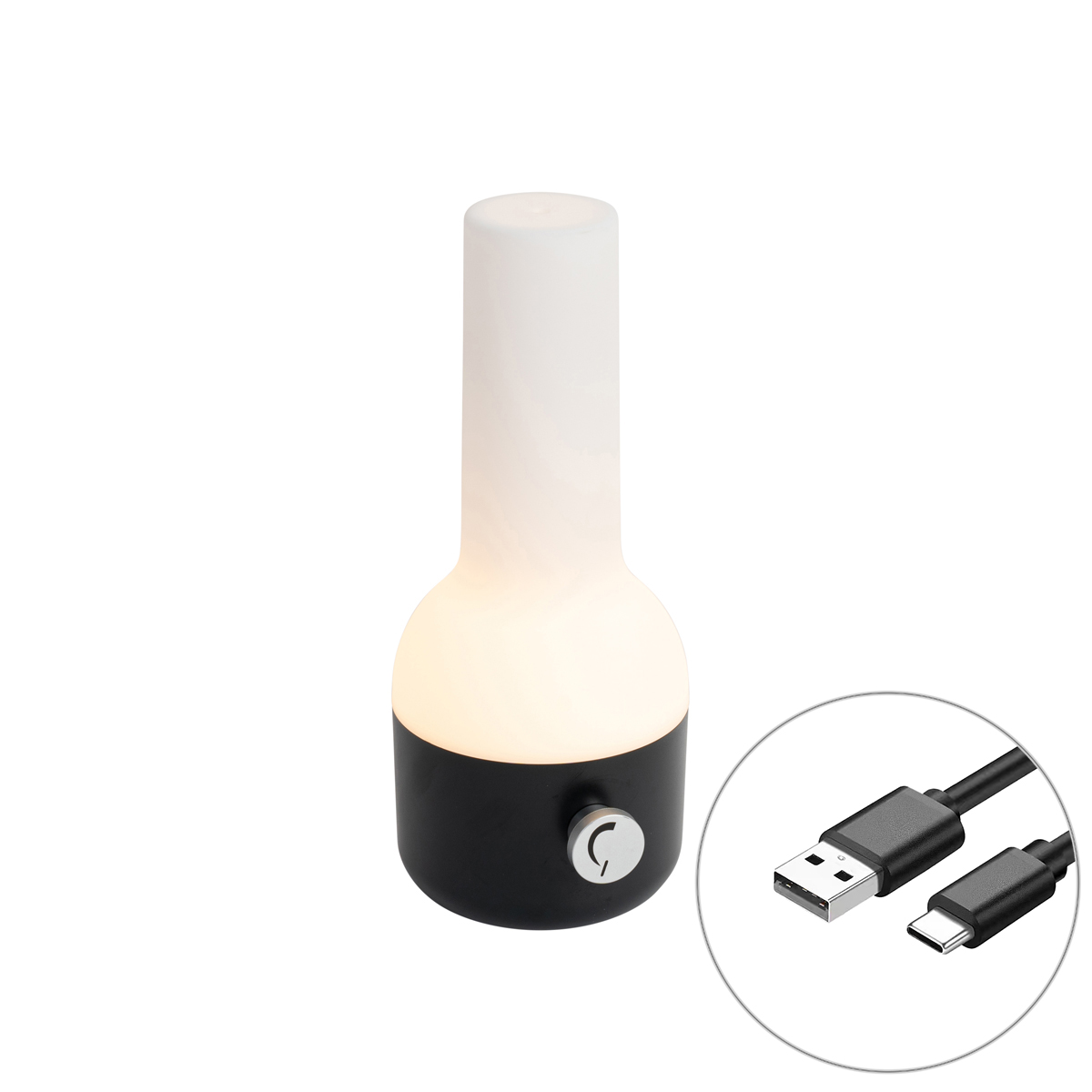 Kültéri asztali lámpa fekete-fehér, újratölthető LED-del, IP44 - Haard