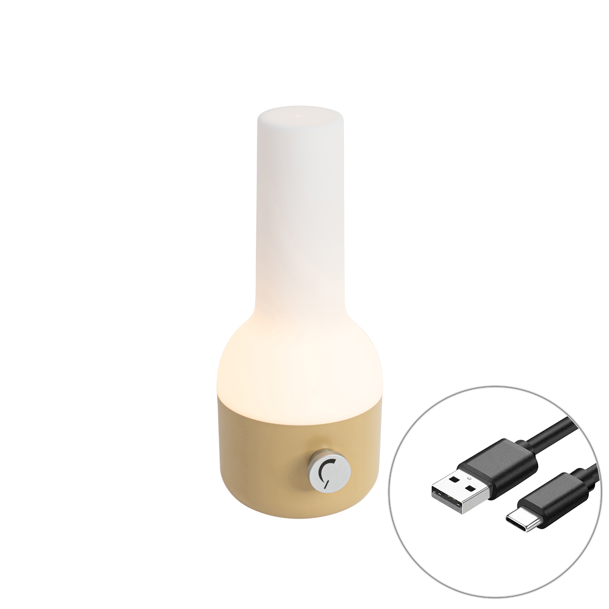 Kültéri asztali lámpa arany és fehér színben, újratölthető LED-del IP44 - Haard