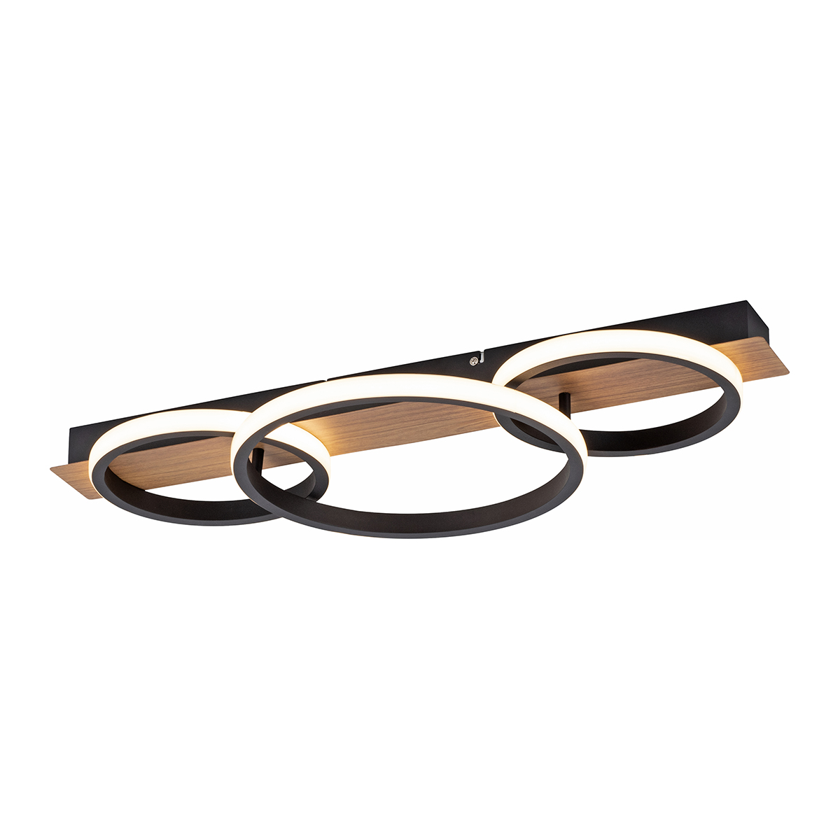 Stropné svietidlo čierne s drevom vrátane LED 3-žiarovkové - Marien