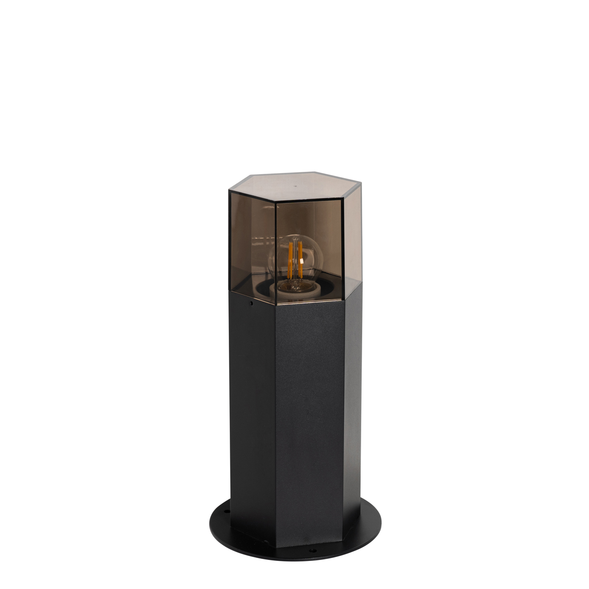 Standing Outdoor Lamp Black with Smoke Shade Hexagon 30 cm - Denmark