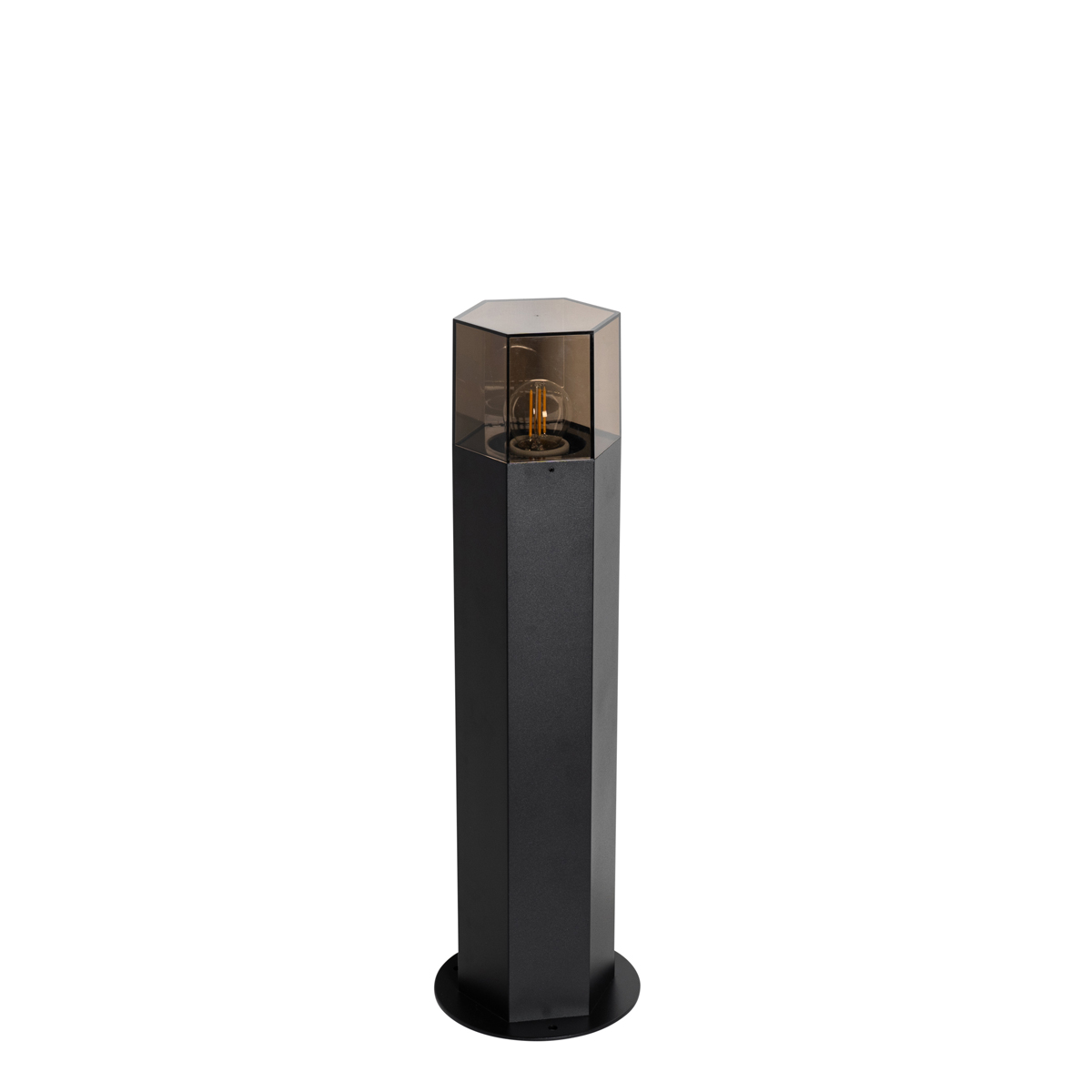 Lampada da terra da esterno nera con paralume fumé esagonale 50 cm - Denmark