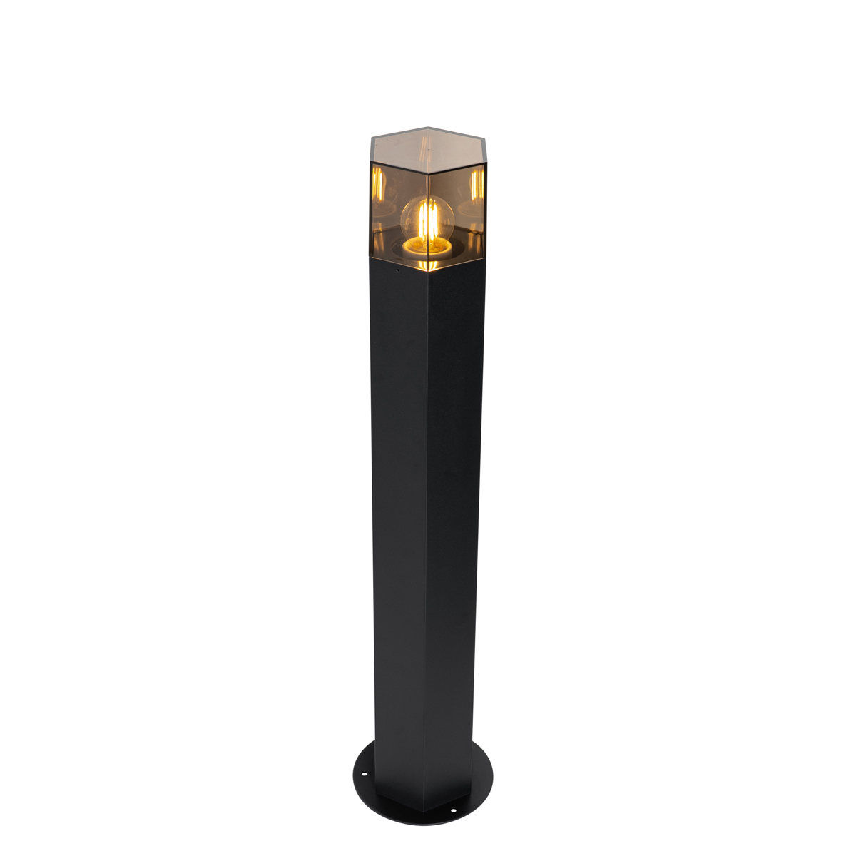 Lampadaire d'extérieur noir avec abat-jour fumé hexagonal 70 cm - Denmark