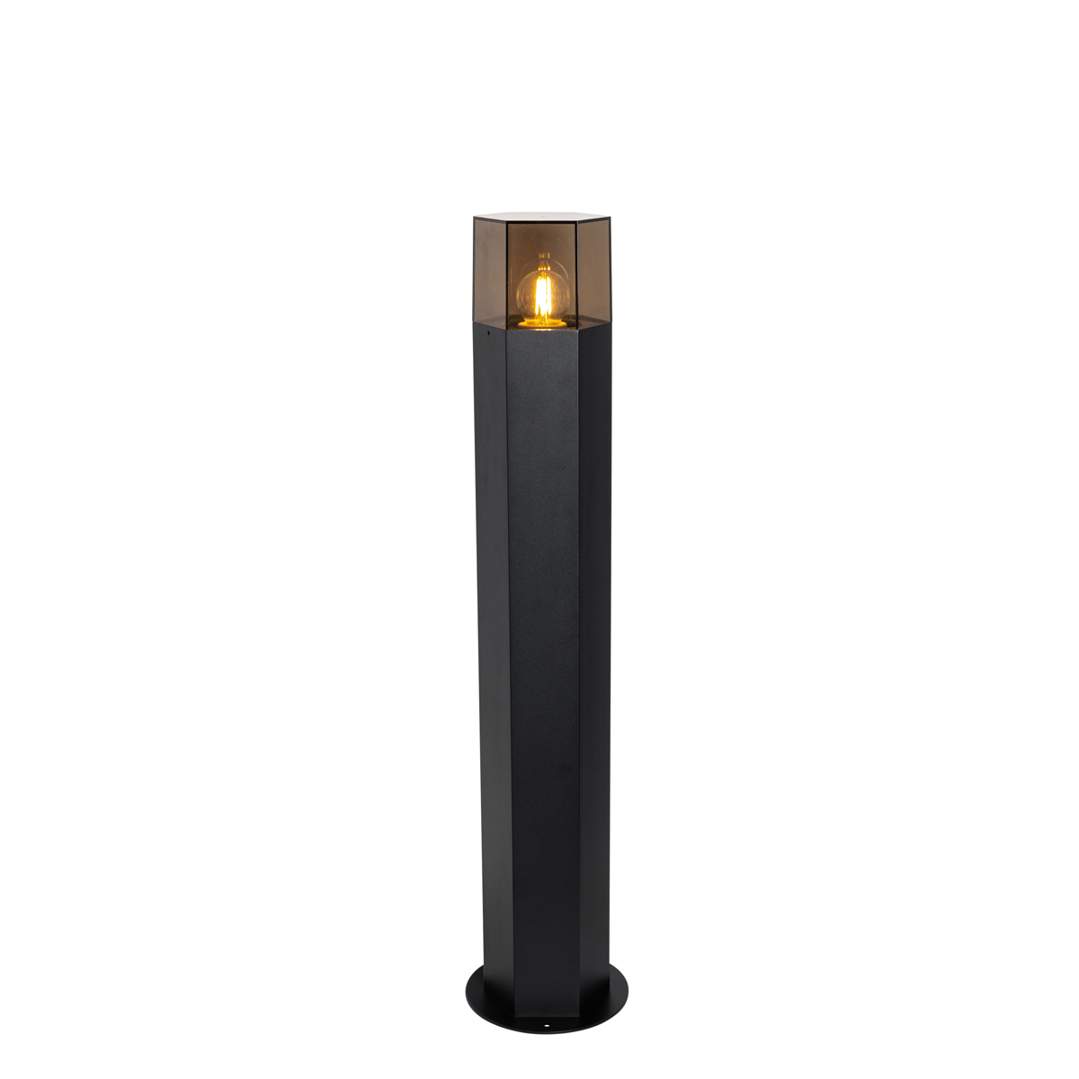 Lampadaire d'extérieur noir avec abat-jour fumé hexagonal 70 cm - Denmark
