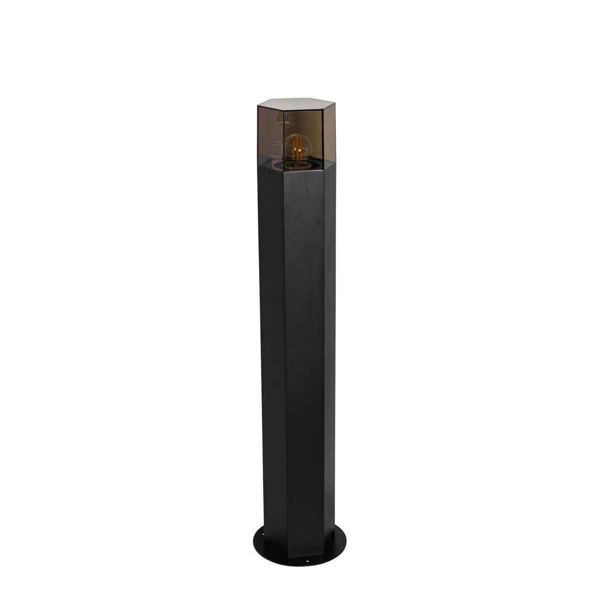 Lampadaire d'extérieur noir avec abat-jour fumé hexagonal 70 cm - Denmark