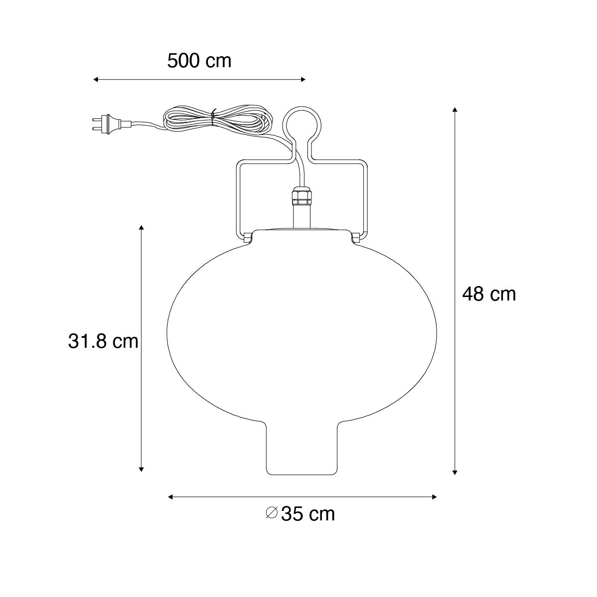 Smart Outdoor Pendant Lamp White 35cm Incl. Wifi A60 - Pion