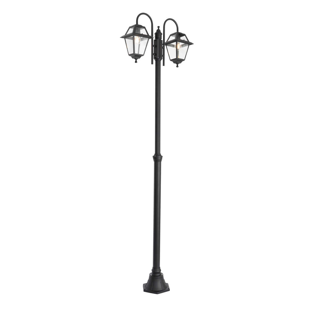 Lanterne d’extérieur classique noire 235 cm 2 lumières IP44 – Berta