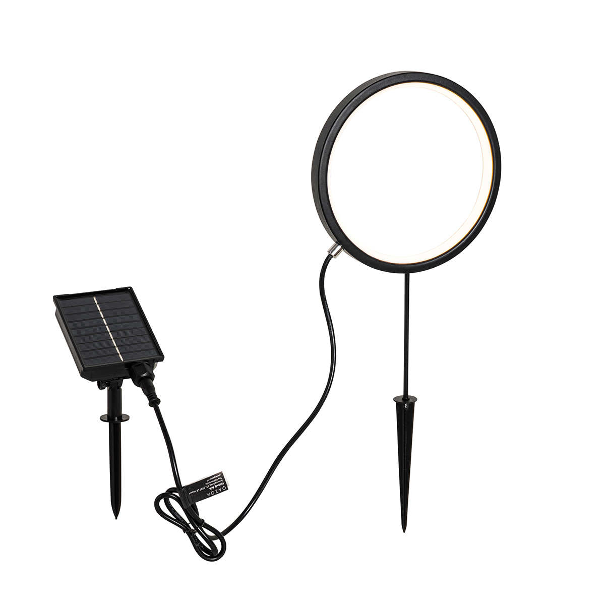 Spiklampa svart 50 cm inkl laddningsbar och solcellsdriven LED IP65 – Adalind