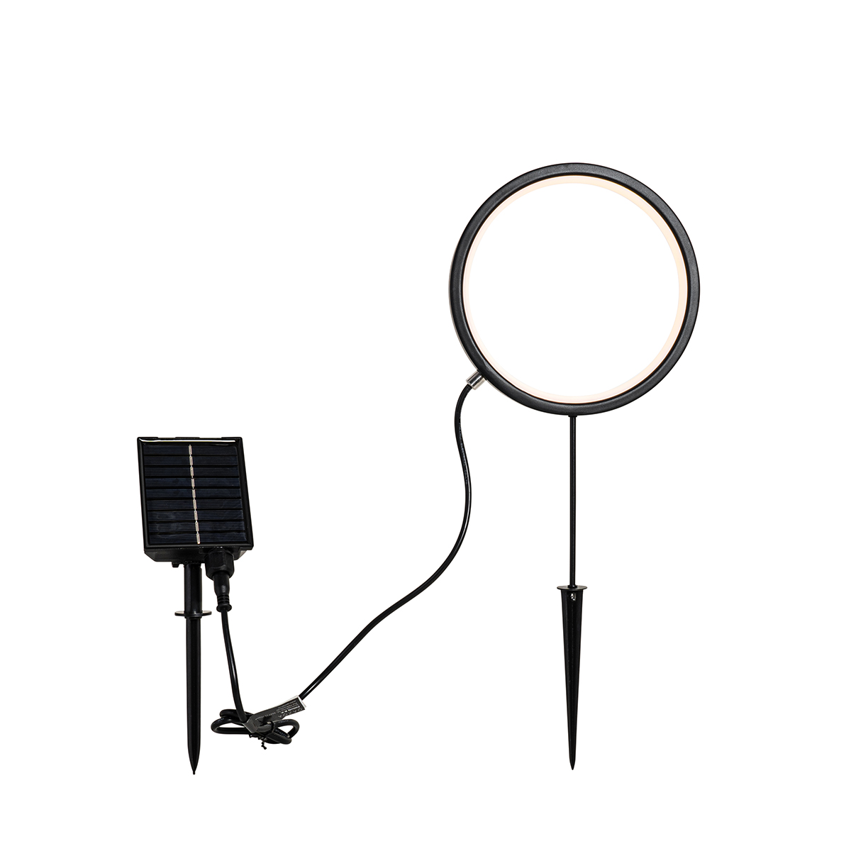 Juego de 2 luces de suelo negras de 50 cm con LED recargable y solar IP65 - Adalind