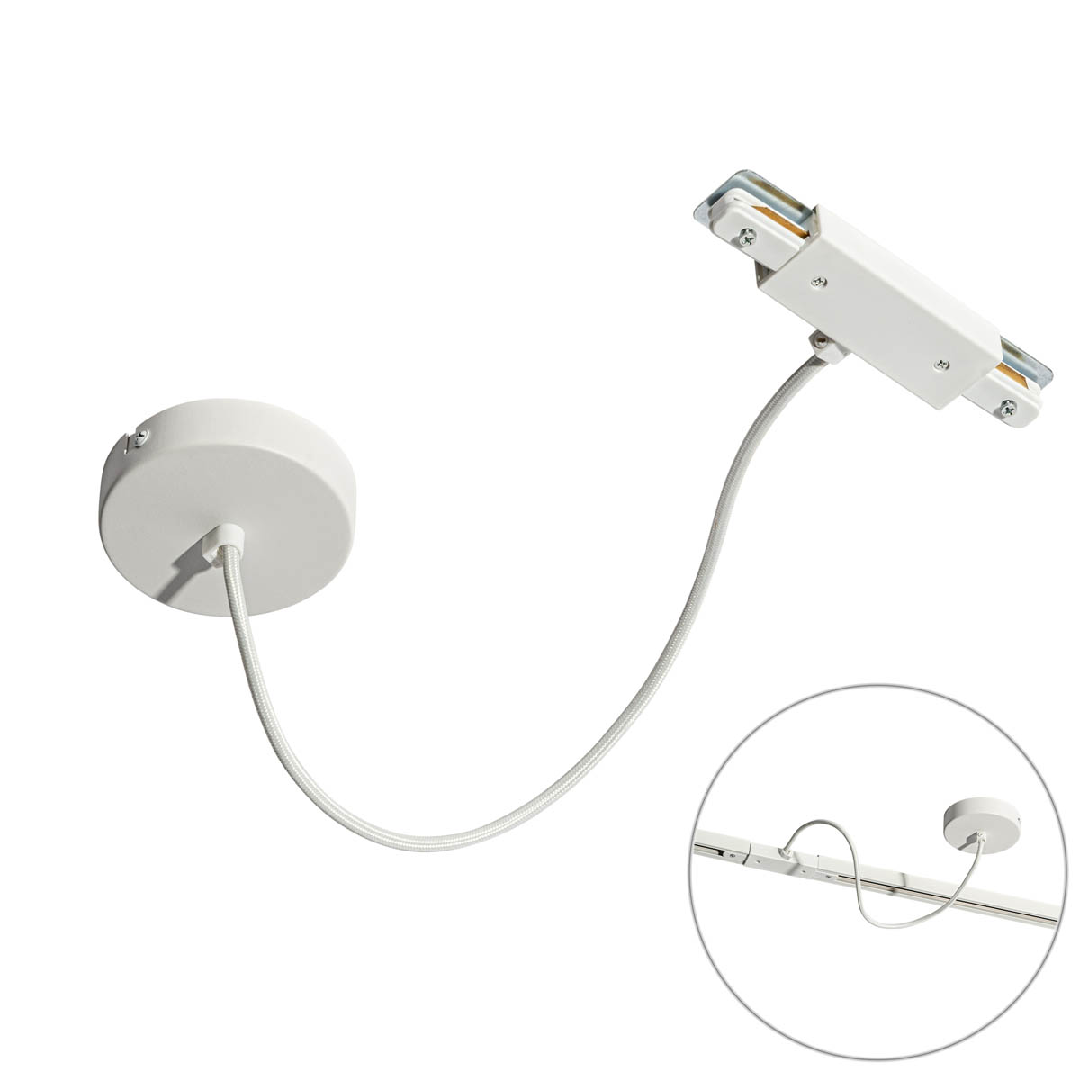 Napájací zdroj s okrúhlou montážnou doskou pre 1-fázovú koľajnicu biely - Iconic