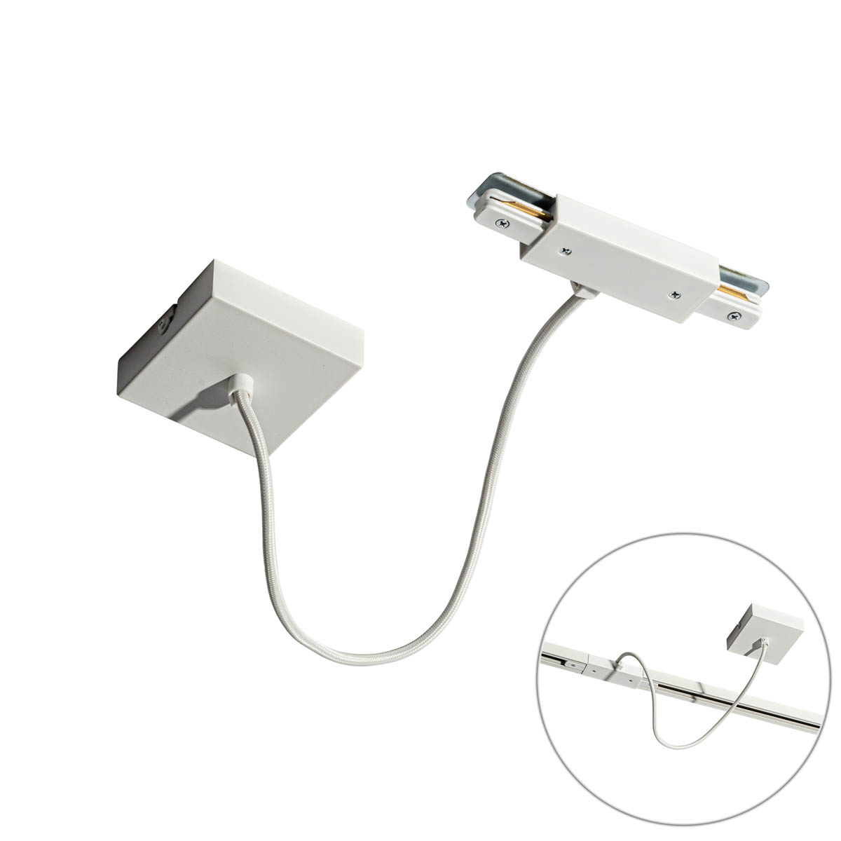 Napájací zdroj s hranatou montážnou doskou pre 1-fázovú koľajnicu biely - Iconic