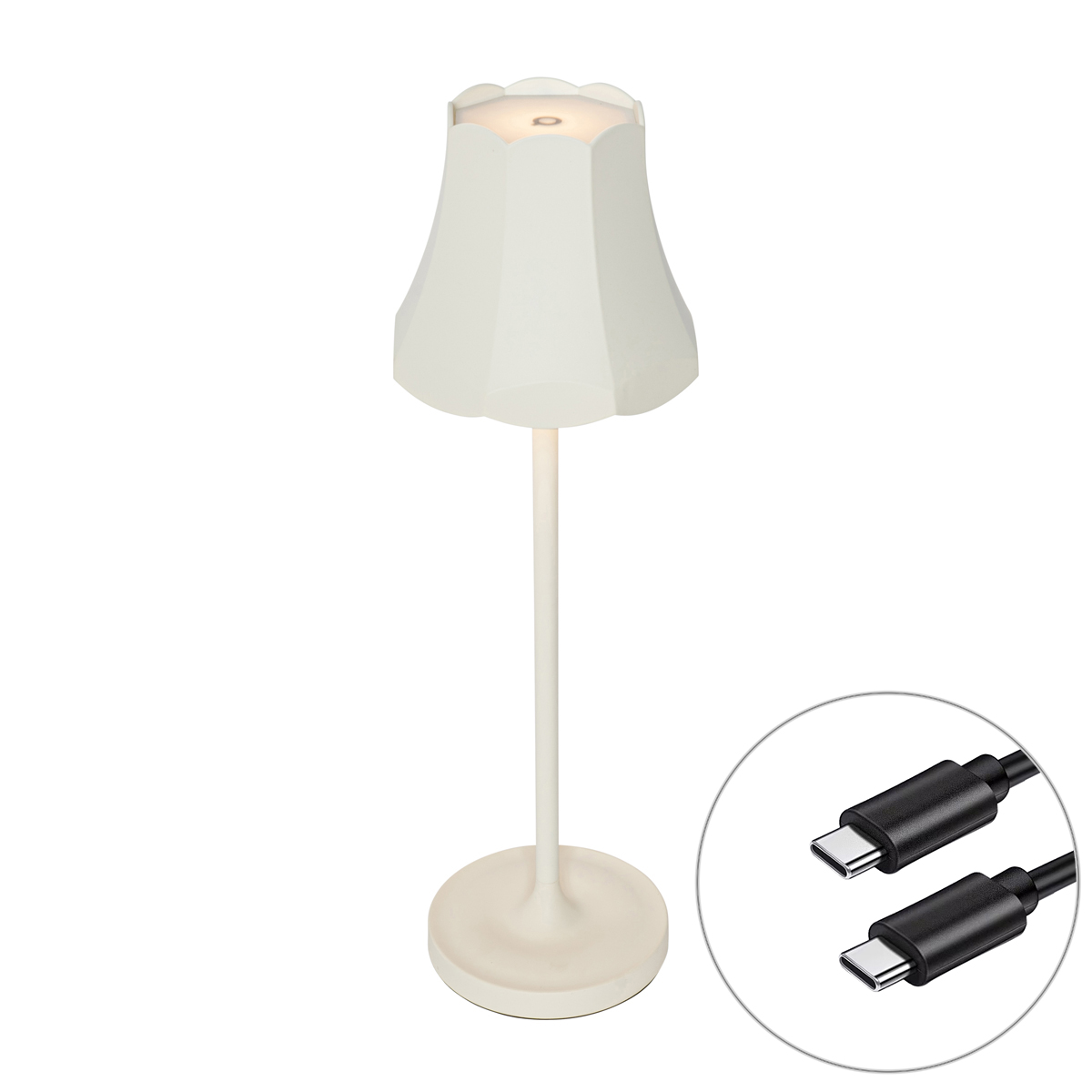 Retro asztali lámpa újratölthető IP44 törtfehér - Granny