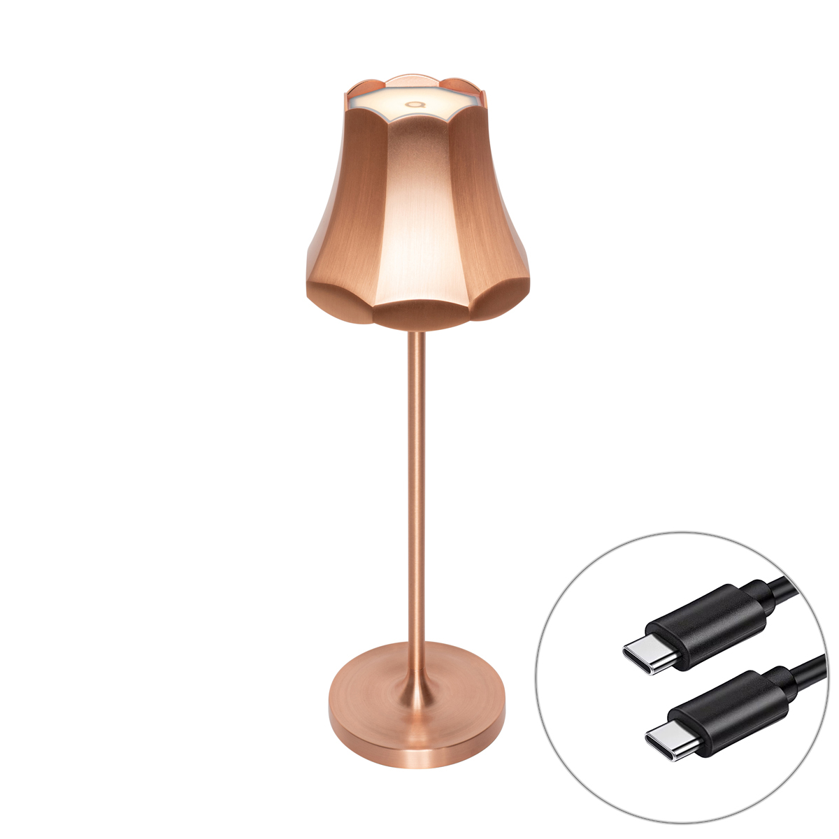 Retro asztali lámpa réz újratölthető IP44 - Granny