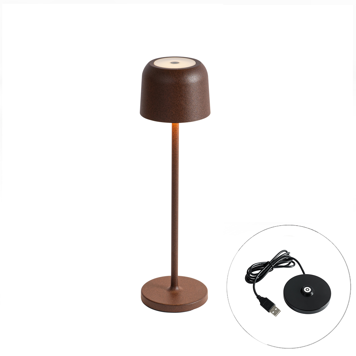 Nabíjateľná stolová lampa v tvare huby hrdzavohnedá vrátane nabíjacej stanice - Raika Nabíjateľná stolová lampa v tvare huby hrdzavohnedá vrátane nabíjacej stanice - Raika