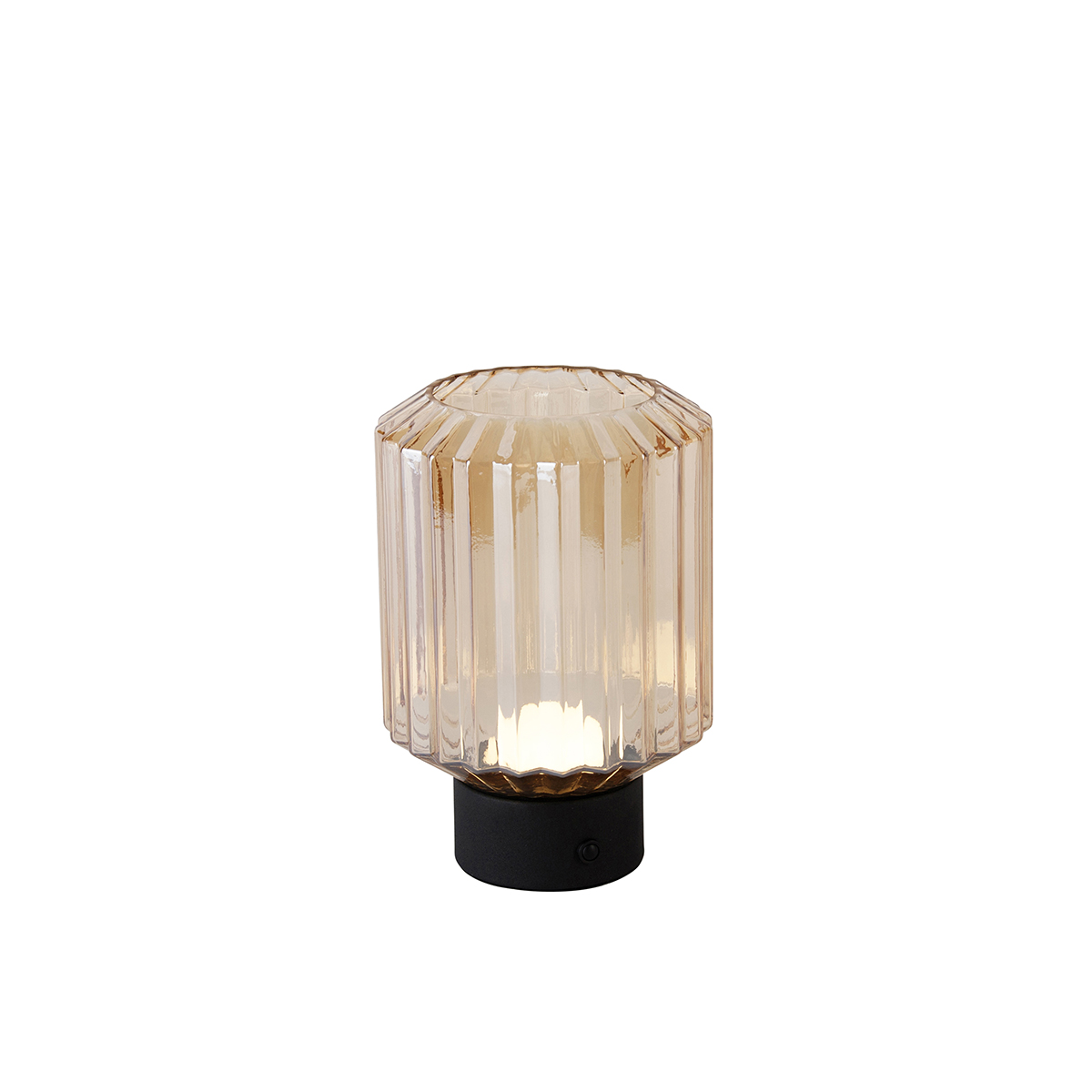Levně Moderne tafellamp zwart met amber glas oplaadbaar - Millie