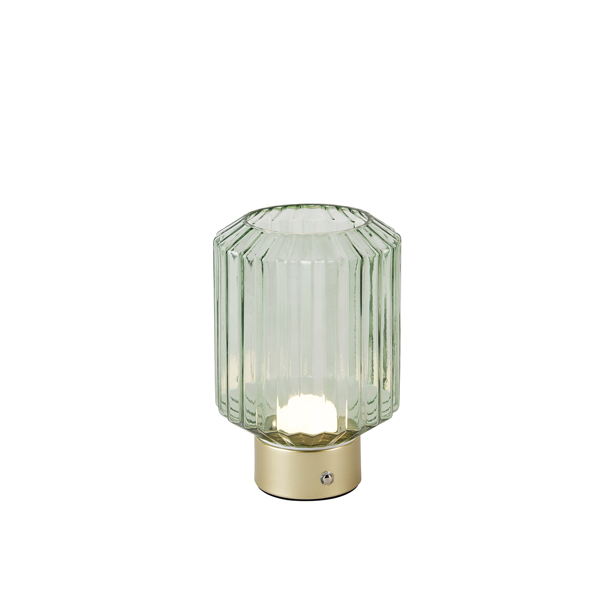 Modern sárgaréz asztali lámpa zöld üveggel, újratölthető - Millie