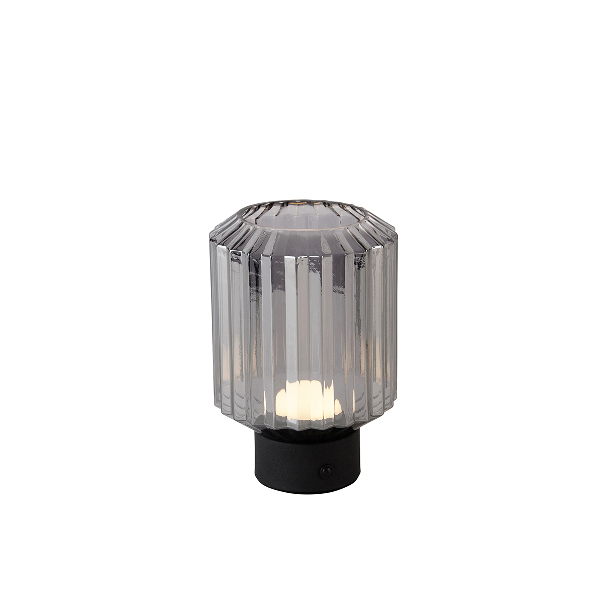 Modern asztali lámpa fekete, füstüveg újratölthető - Millie