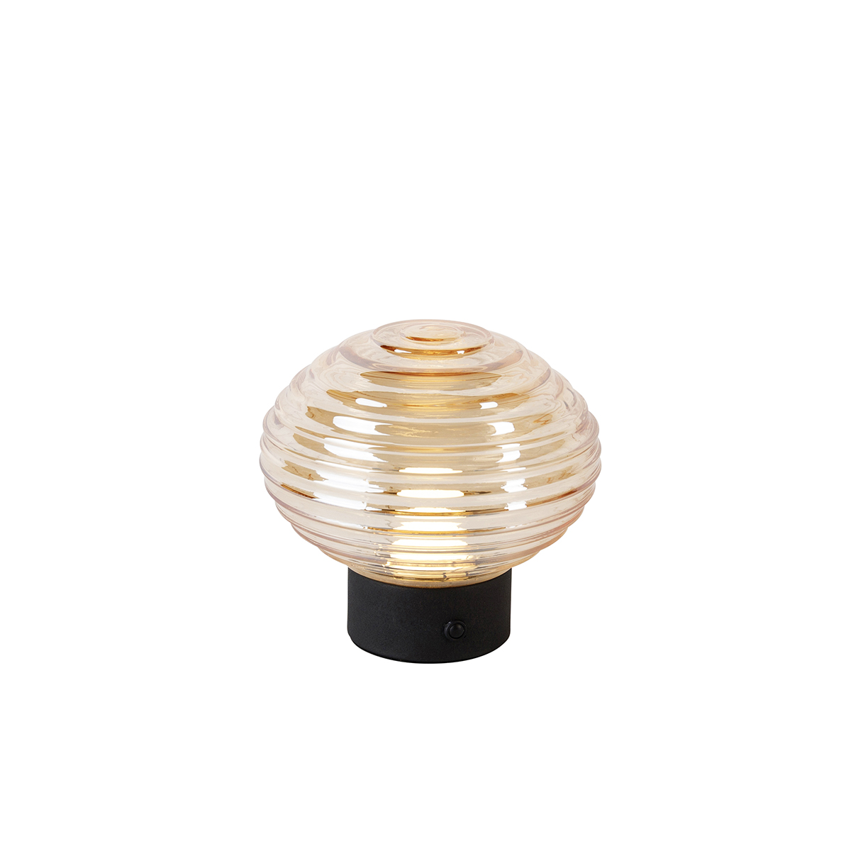 E-shop Tafellamp zwart met amber glas oplaadbaar - Lexie