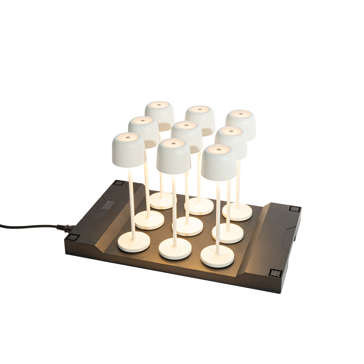 Ensemble de 9 lampes de table rechargeables Champignon blanc cassé avec station de charge – Raika