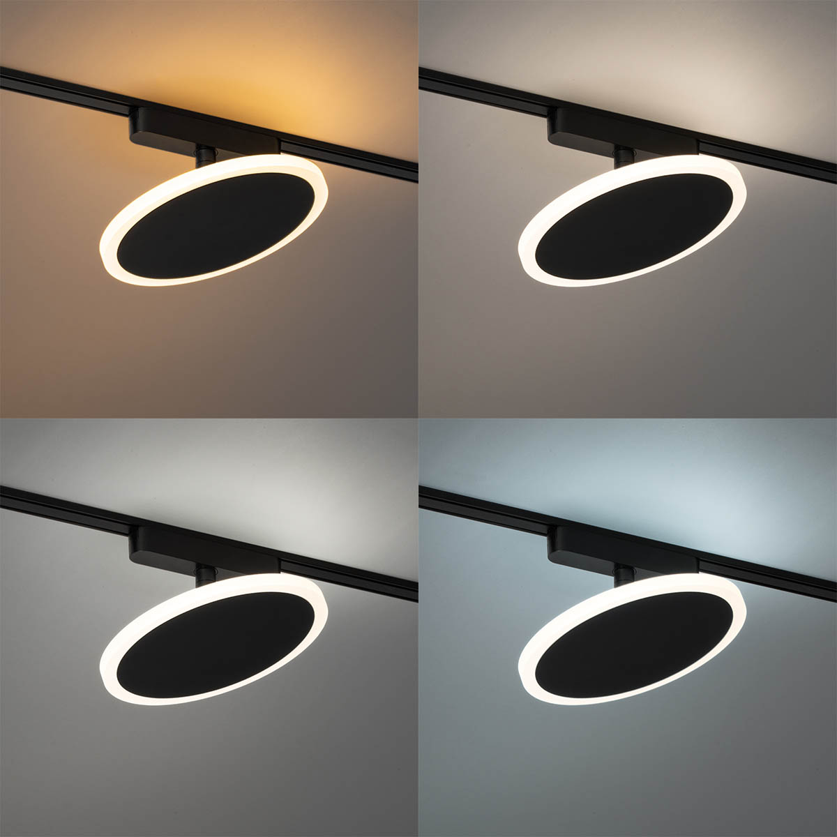 Foco moderno negro para sistema de raíles monofásico con LED integrado - Magnetic Puk