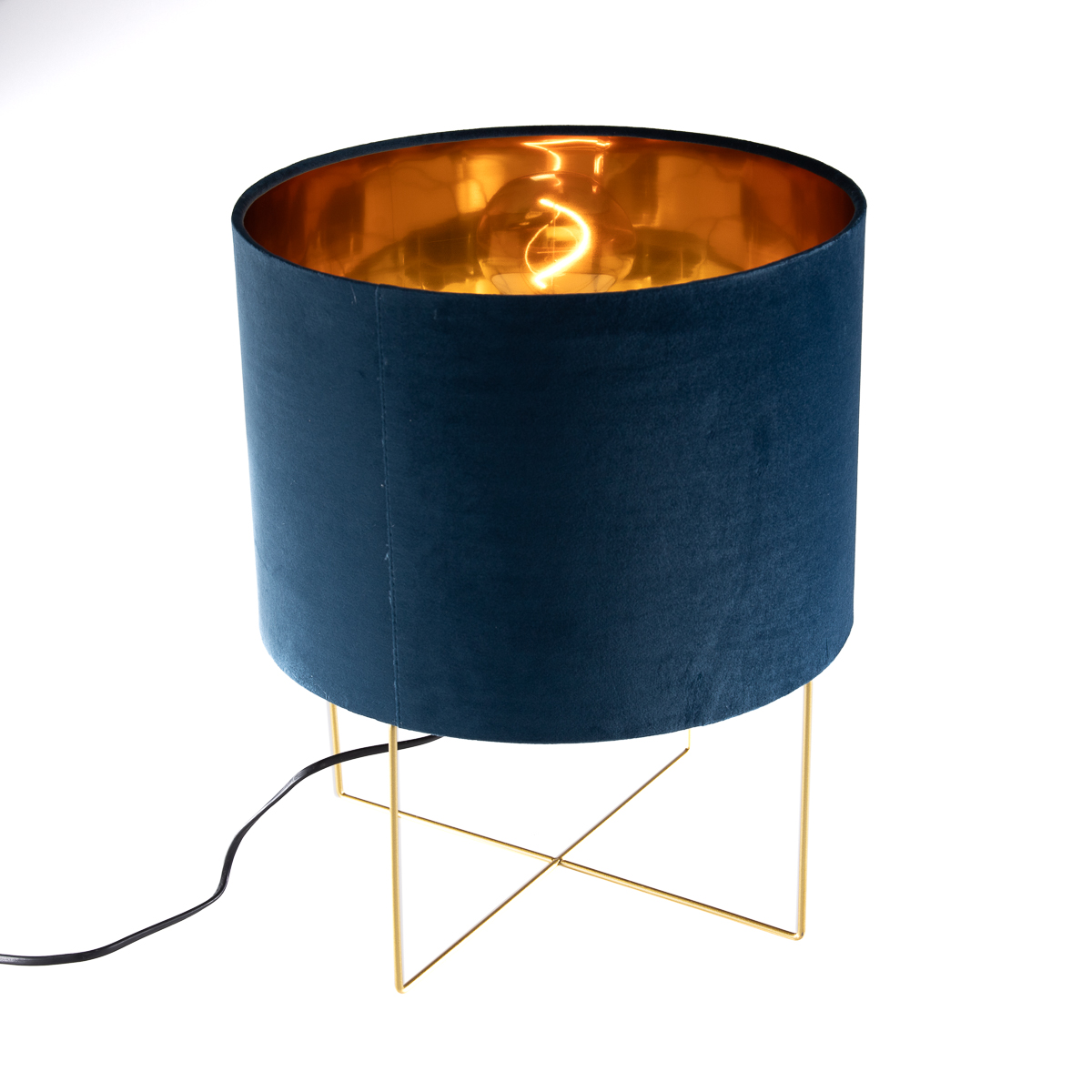 Levně Moderne tafellamp blauw met goud - Rosalina