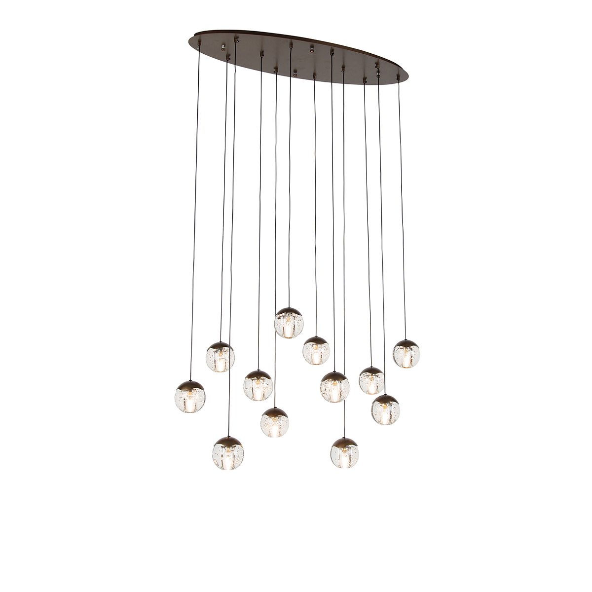 Lampă pendant de design bronz închis cu sticlă transparentă 12 lumini - Inge