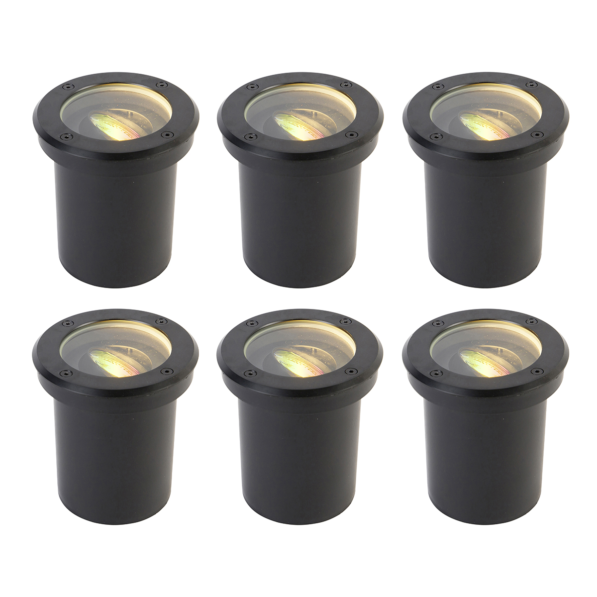 Sada 6ks inteligentných vonkajších pozemných bodových svietidiel čiernej farby s krytím IP65 vr