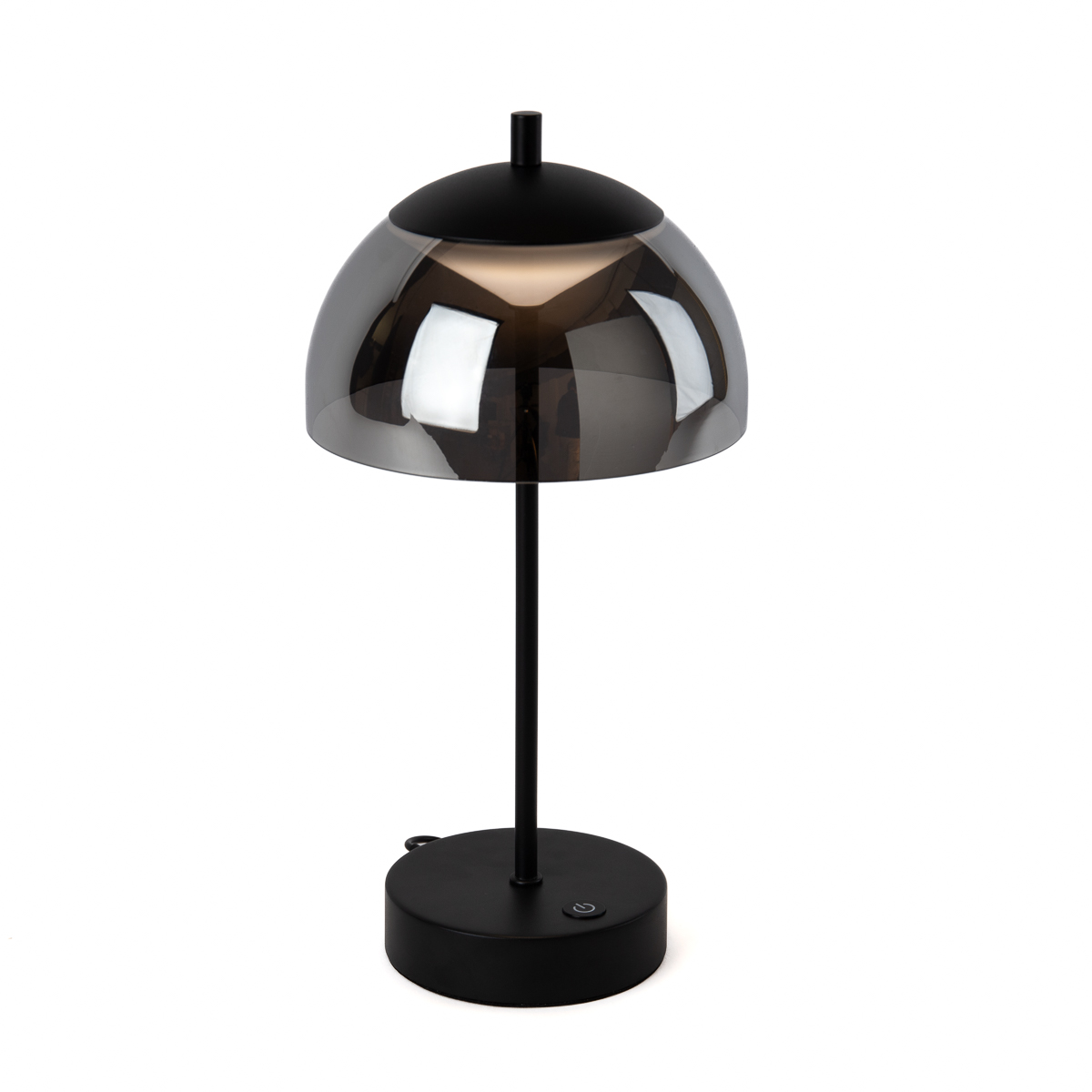 Moderne tafellamp zwart met smoke glas incl. LED 3-staps dimbaar - Djent