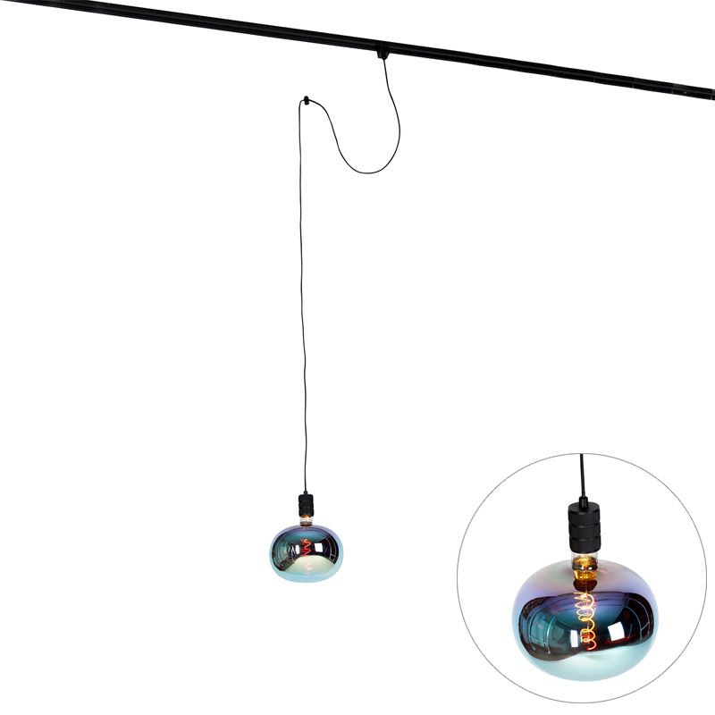 Závesné svietidlo s koľajnicovým zavesením čierne vrátane LED G220 - Cavalux