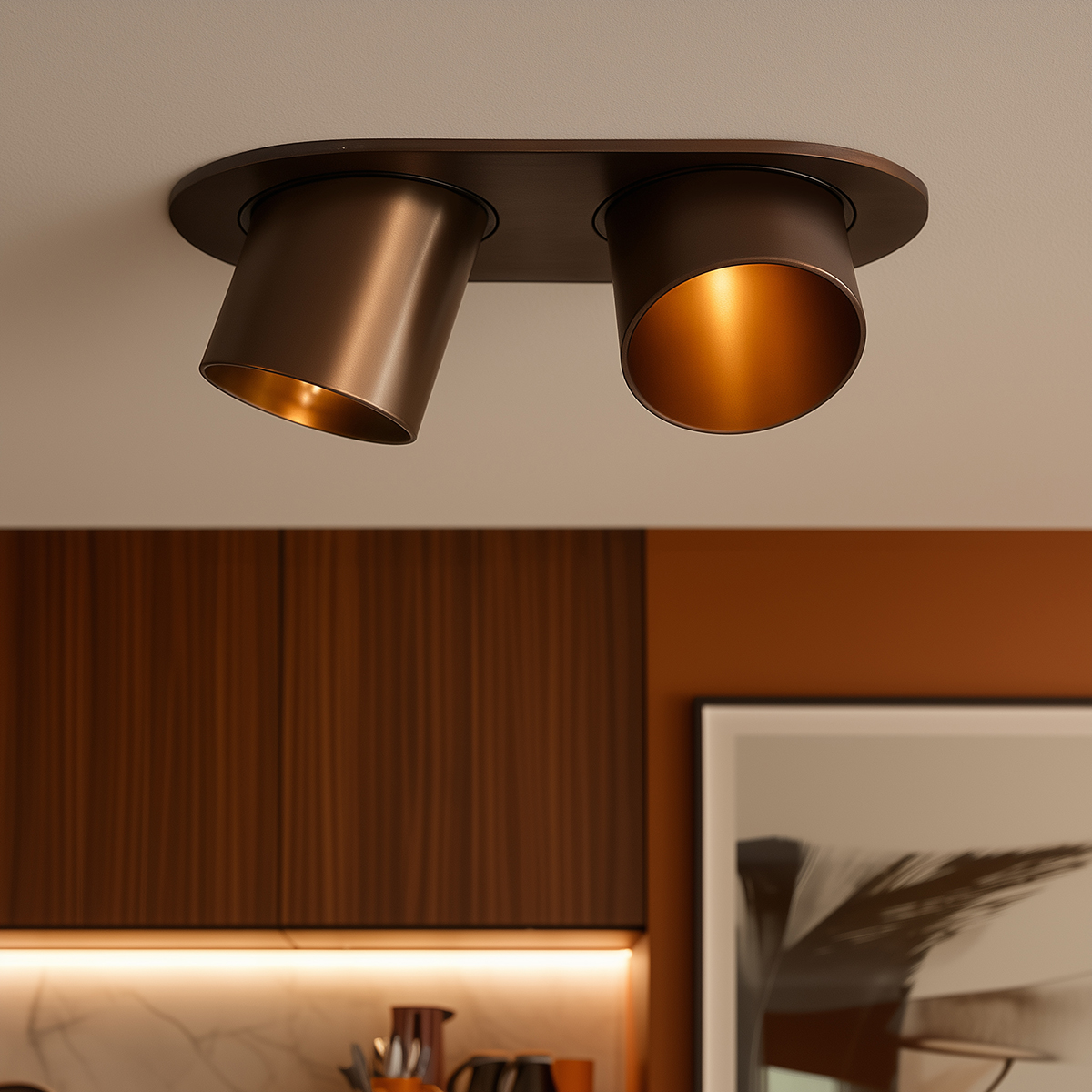 Spot encastré arrondi bronze foncé GU10 50 mm 2 lumières - Installa