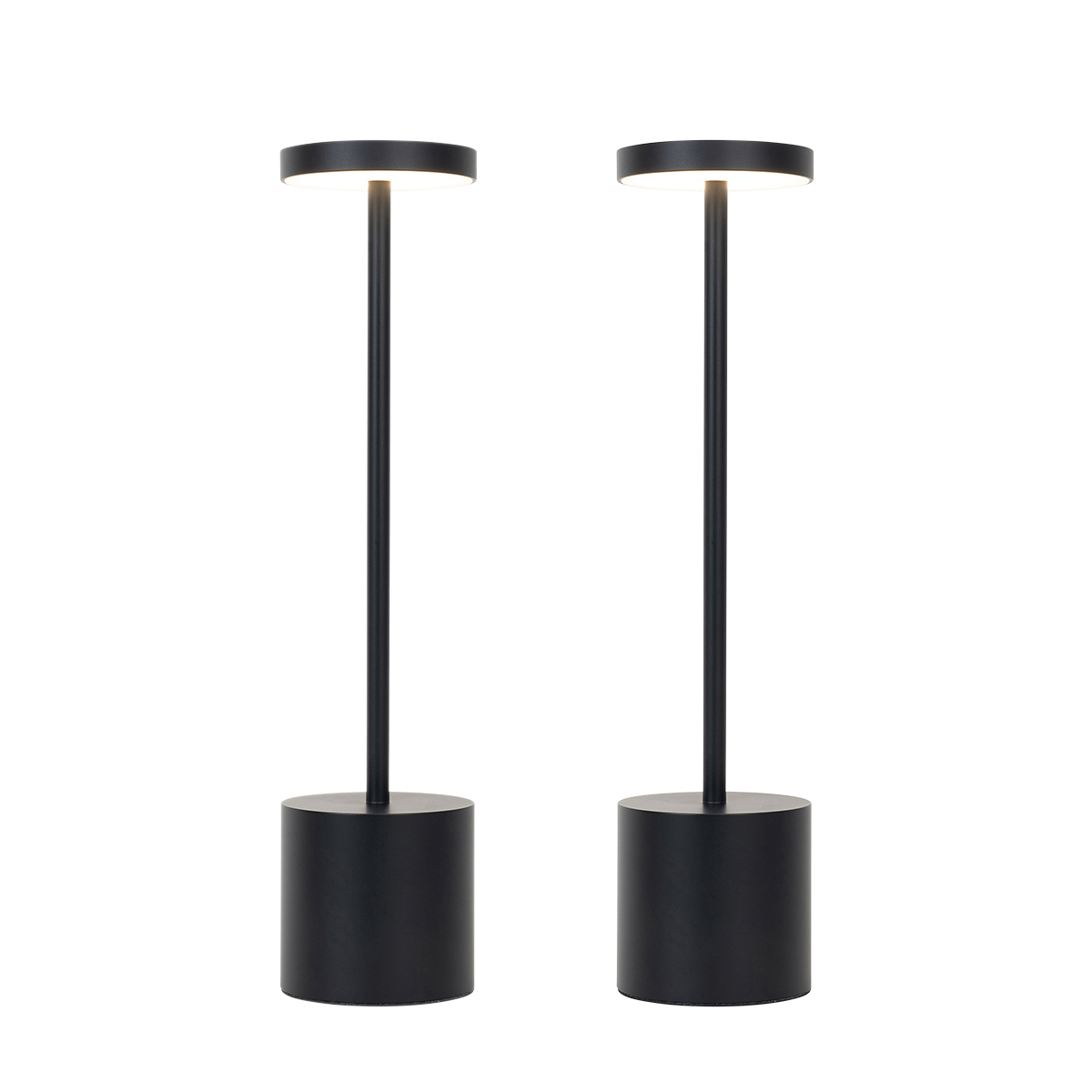 Ensemble de 2 lampes de table d’extérieur noires avec LED et variateur d’intensité rechargeable – Dupont