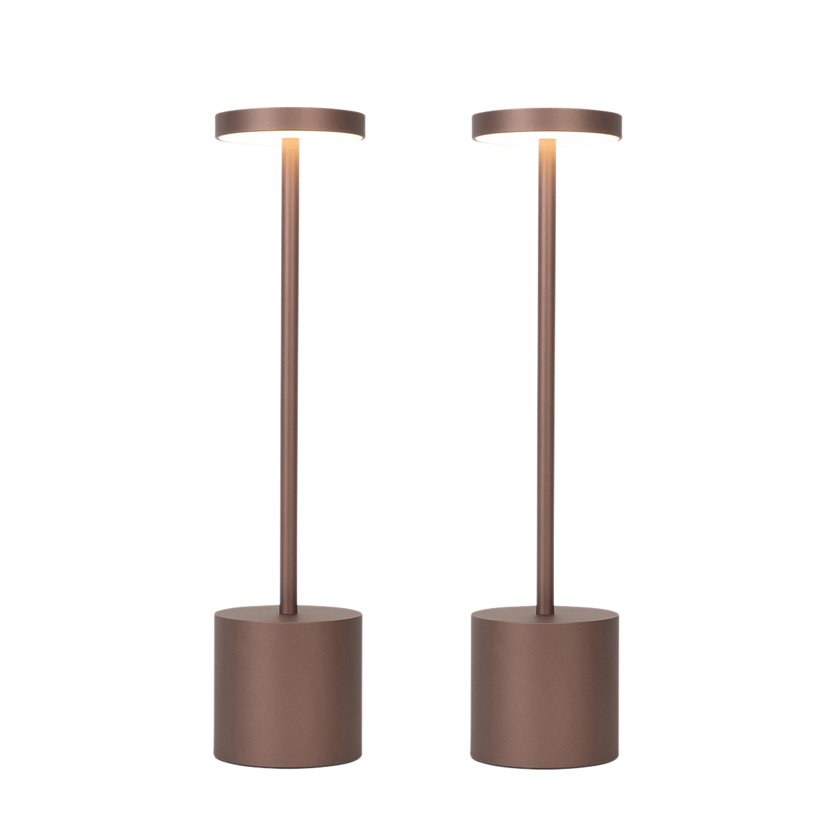 Ensemble de 2 lampes de table d’extérieur bronze avec LED et variateur rechargeable – Dupont