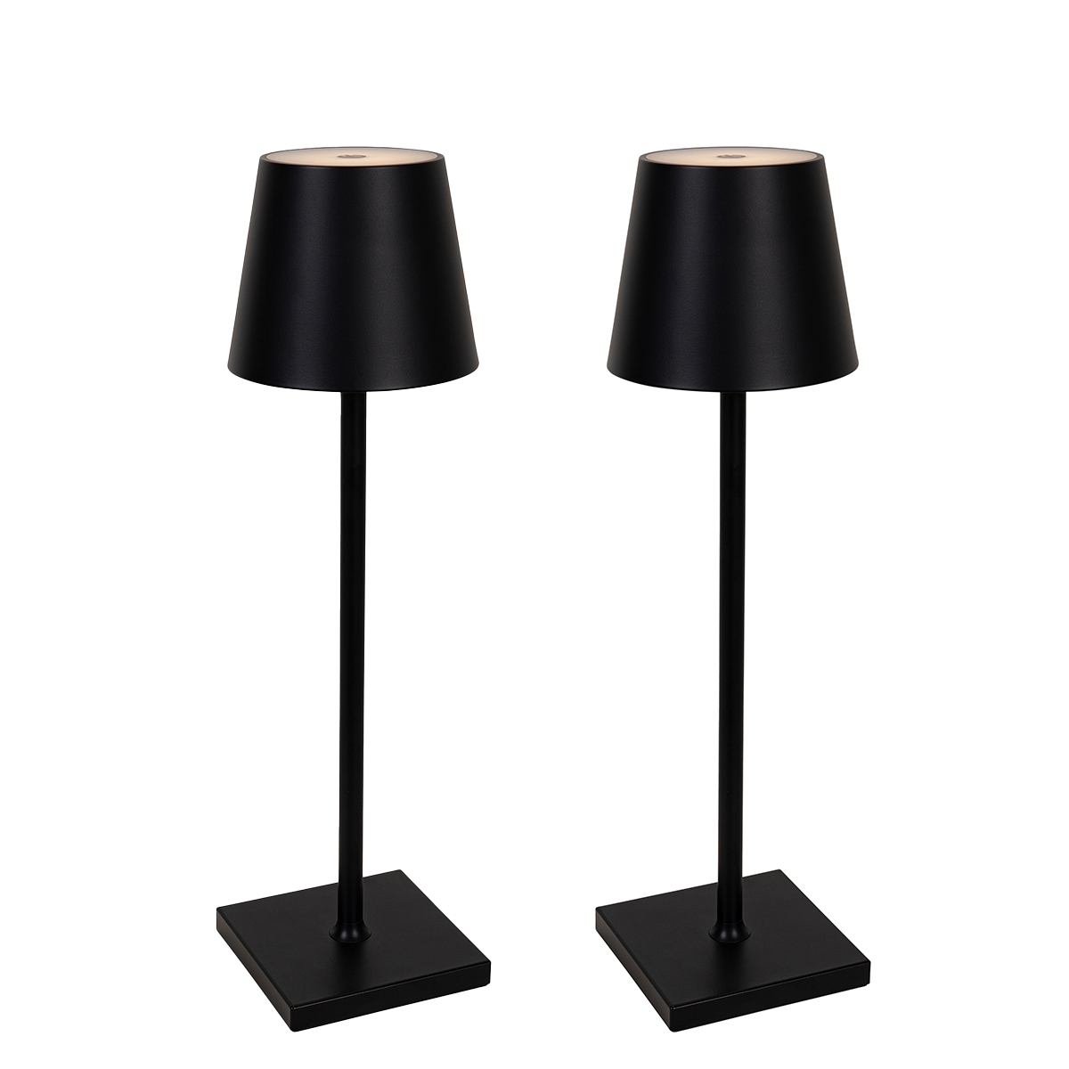 Ensemble de 2 lampes de table d’extérieur noires avec LED et variateur tactile rechargeables – Janet