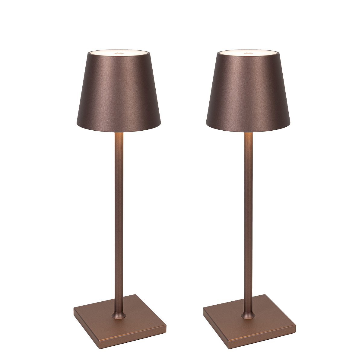 Ensemble de 2 lampes de table d’extérieur bronze avec LED et variateur rechargeable – Janet