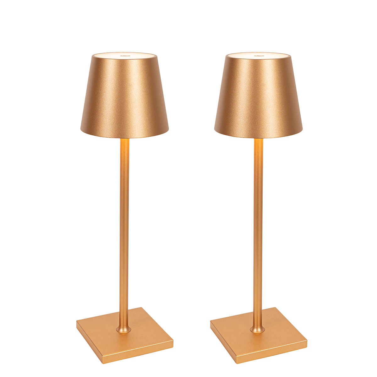 Ensemble de 2 lampes de table d’extérieur dorées avec LED et variateur rechargeable – Janet