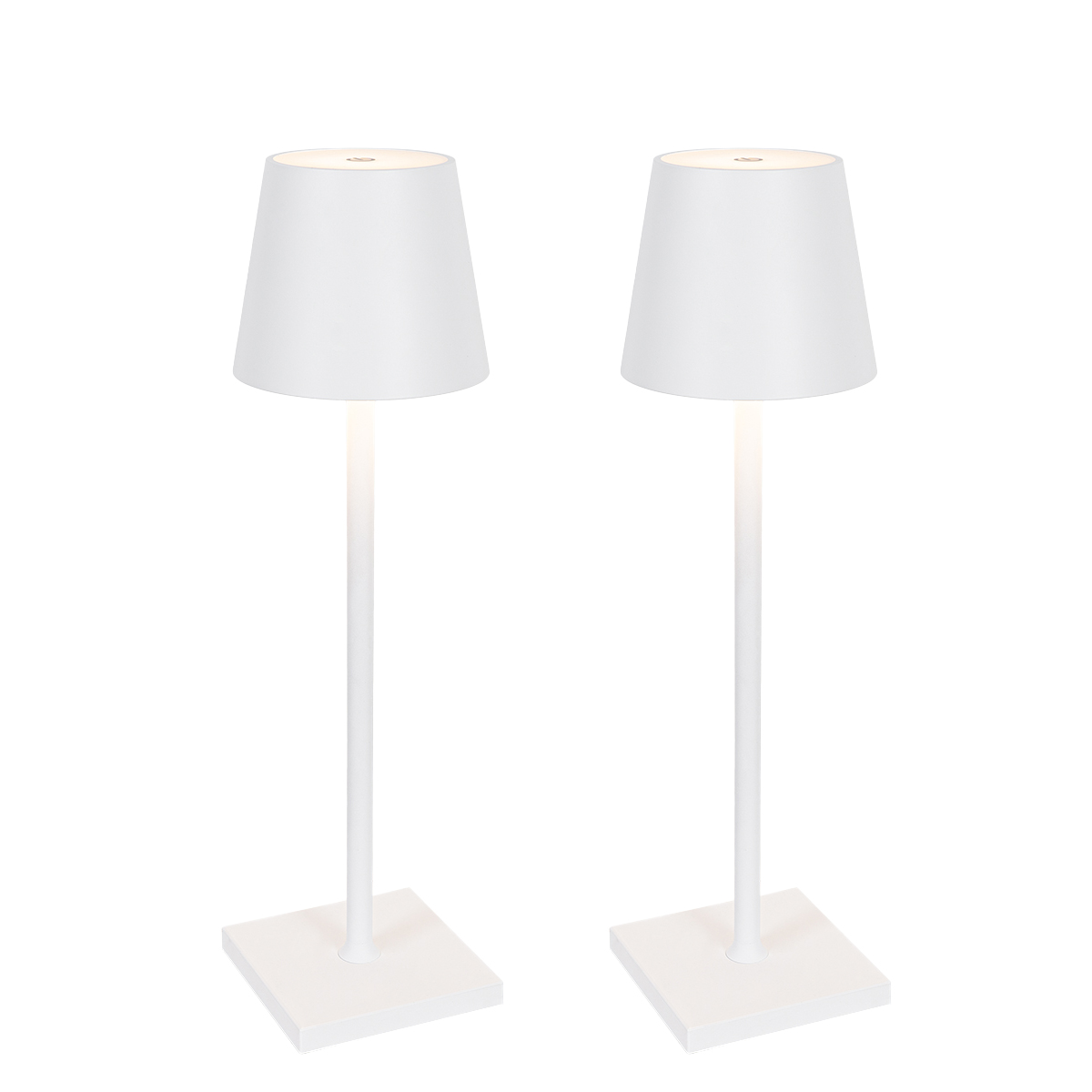 Ensemble de 2 lampes de table d’extérieur blanches avec LED et variateur rechargeable – Janet