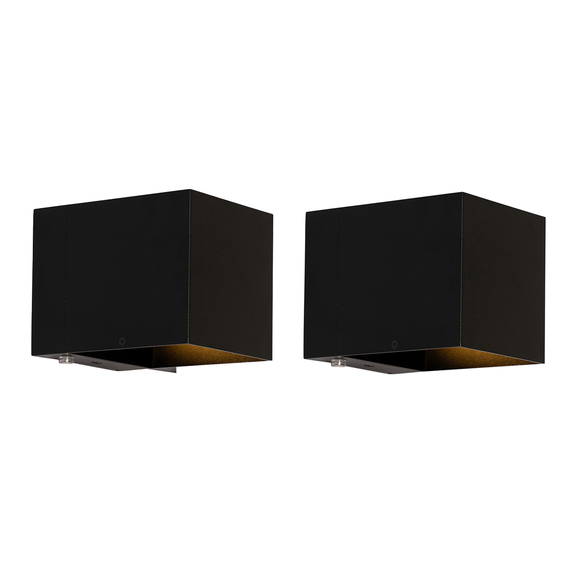 Sada 2 nástenných svietidiel čiernych so stmievačom nabíjateľných - Joris