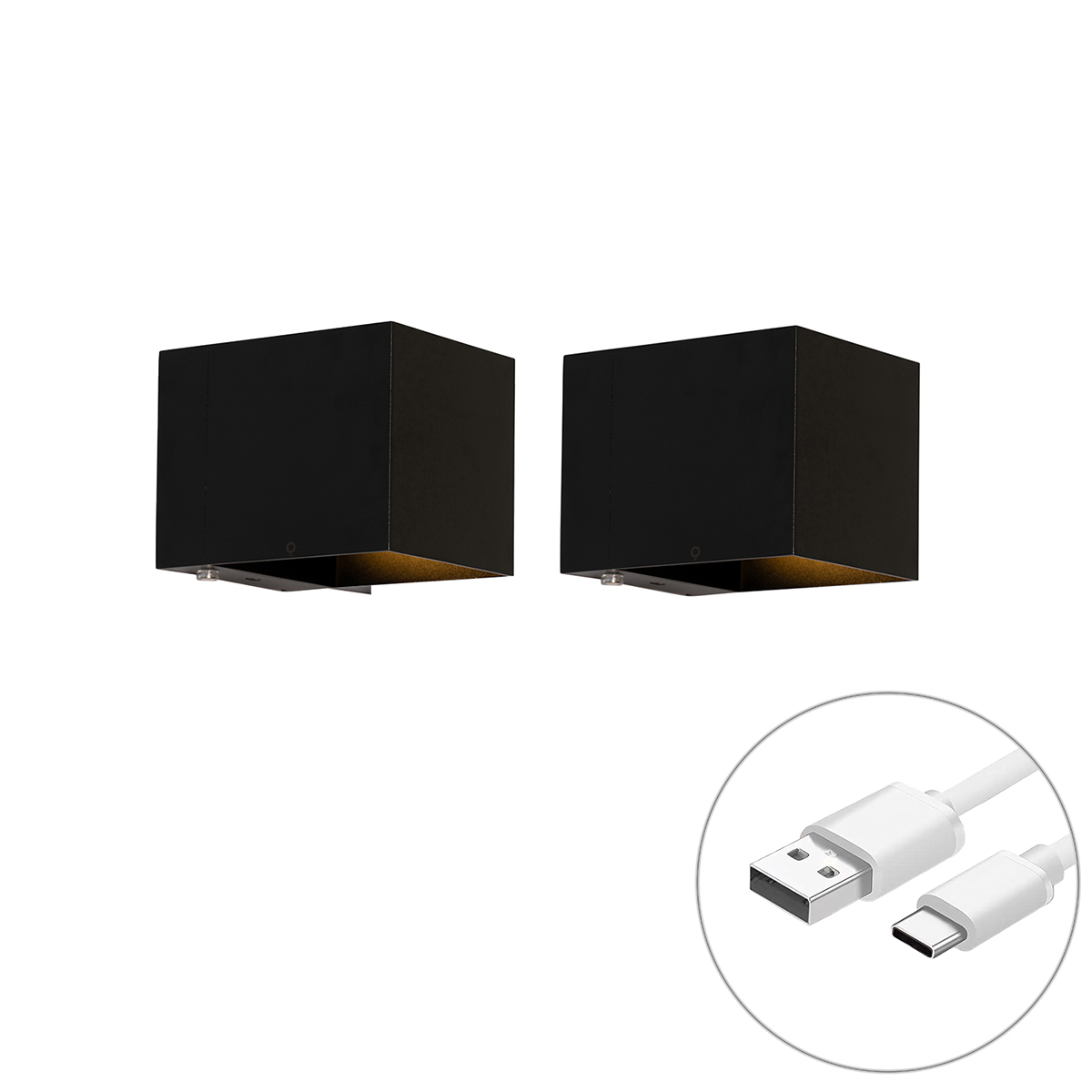 2 db falilámpa készlet fekete dimmerrel, újratölthető - Joris