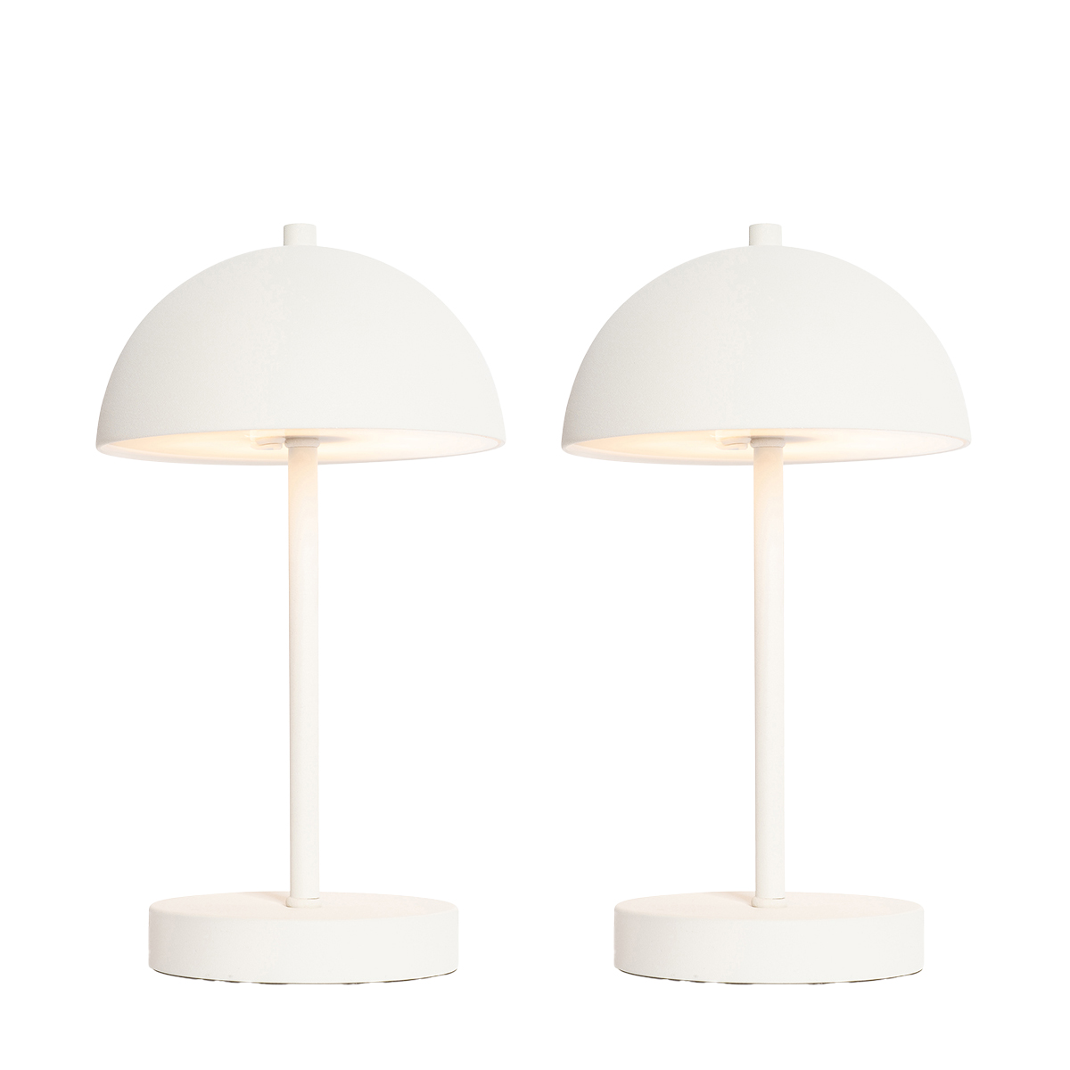 Sada 2 vonkajších stolových lampášov hríb biely nabíjateľný - Keira