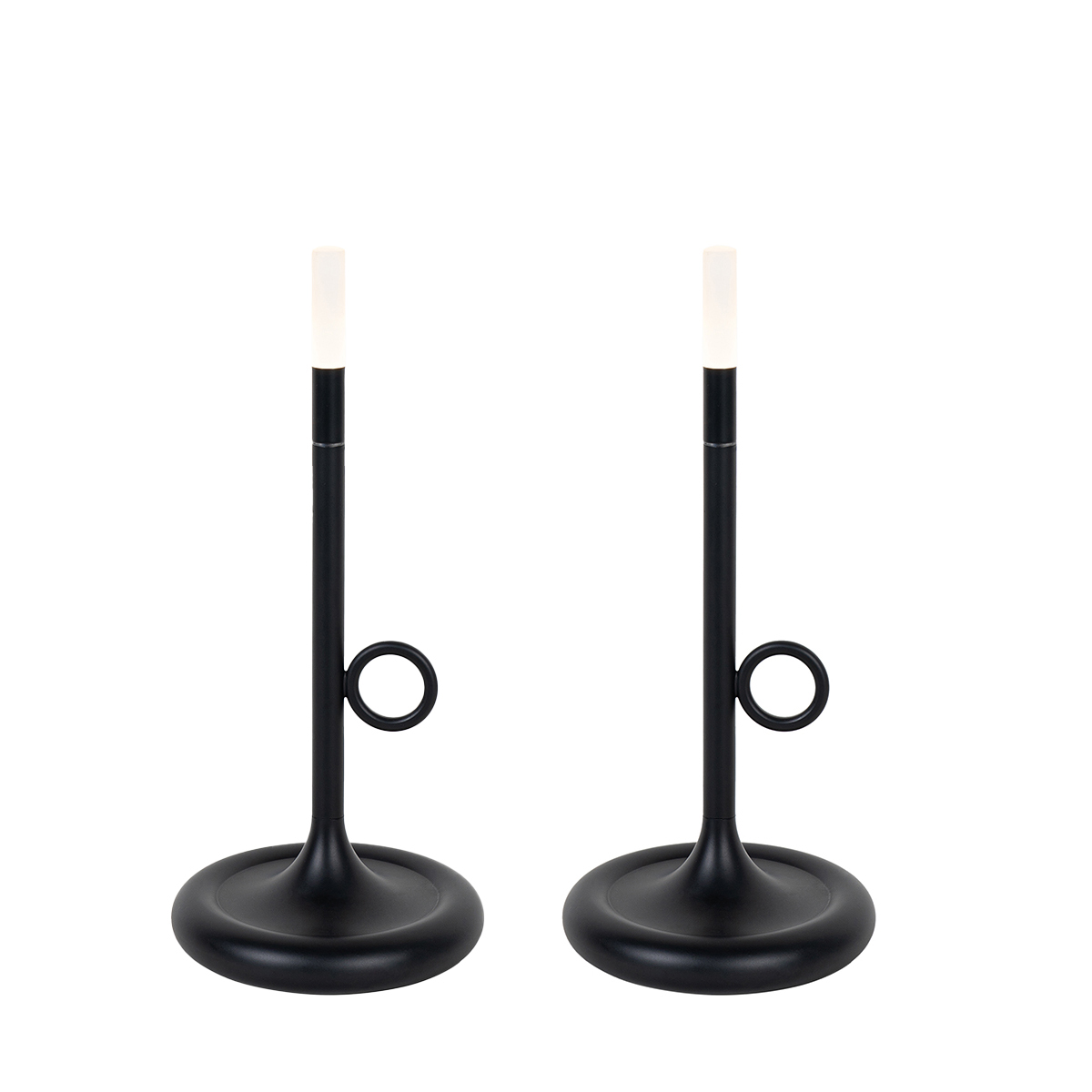 Ensemble de 2 lampes de table d’extérieur noires avec variateur rechargeable – Sjarel